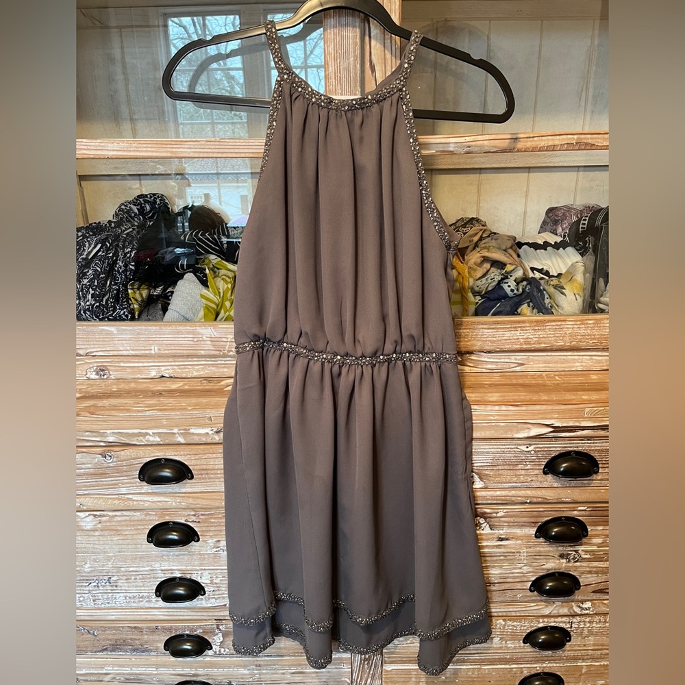Susana Monaco gray beaded mini dress size 4